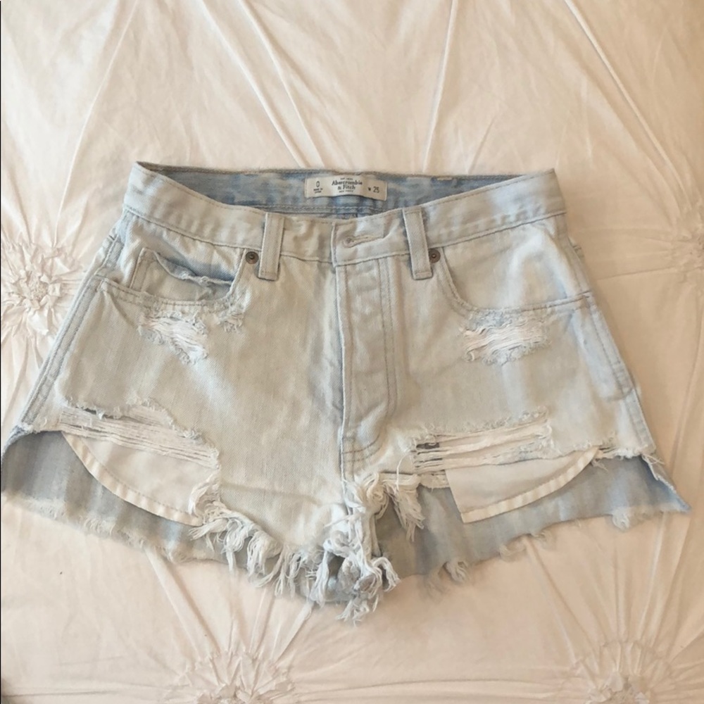 Abercrombie Light Wash High Rise Cutoff Shorts